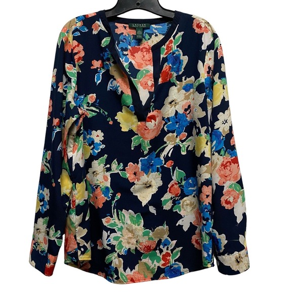 Lauren Ralph Lauren Tops - LAUREN Ralph Lauren Multi-Color Floral Print Long Sleeve Size Blouse Size Large